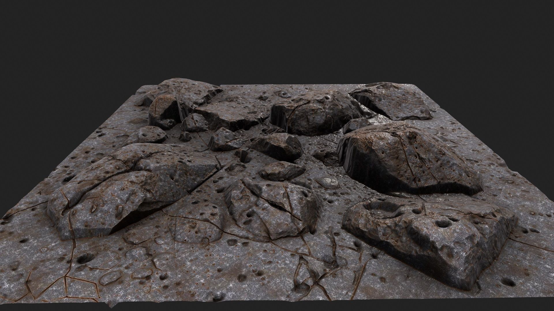 Rocks pile of on table 3D model_8