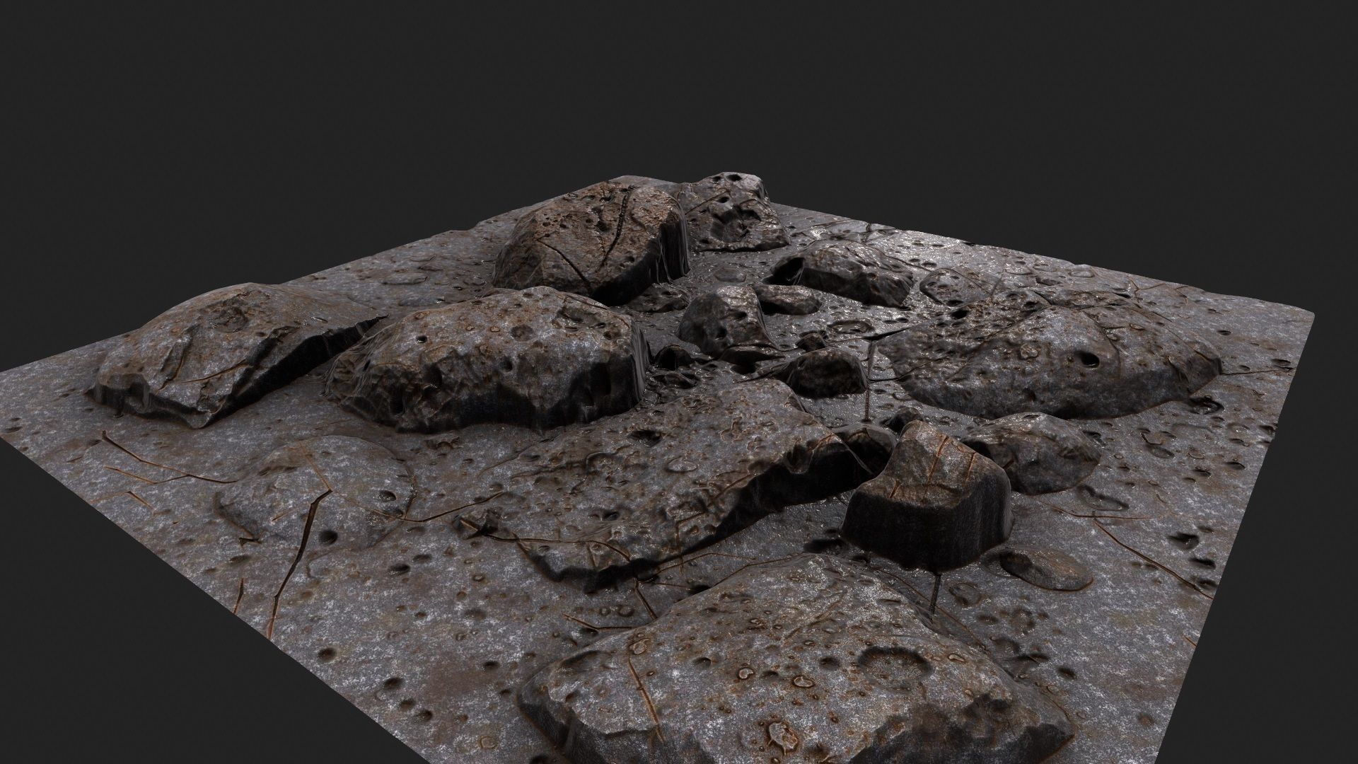 Rocks pile of on table 3D model_4