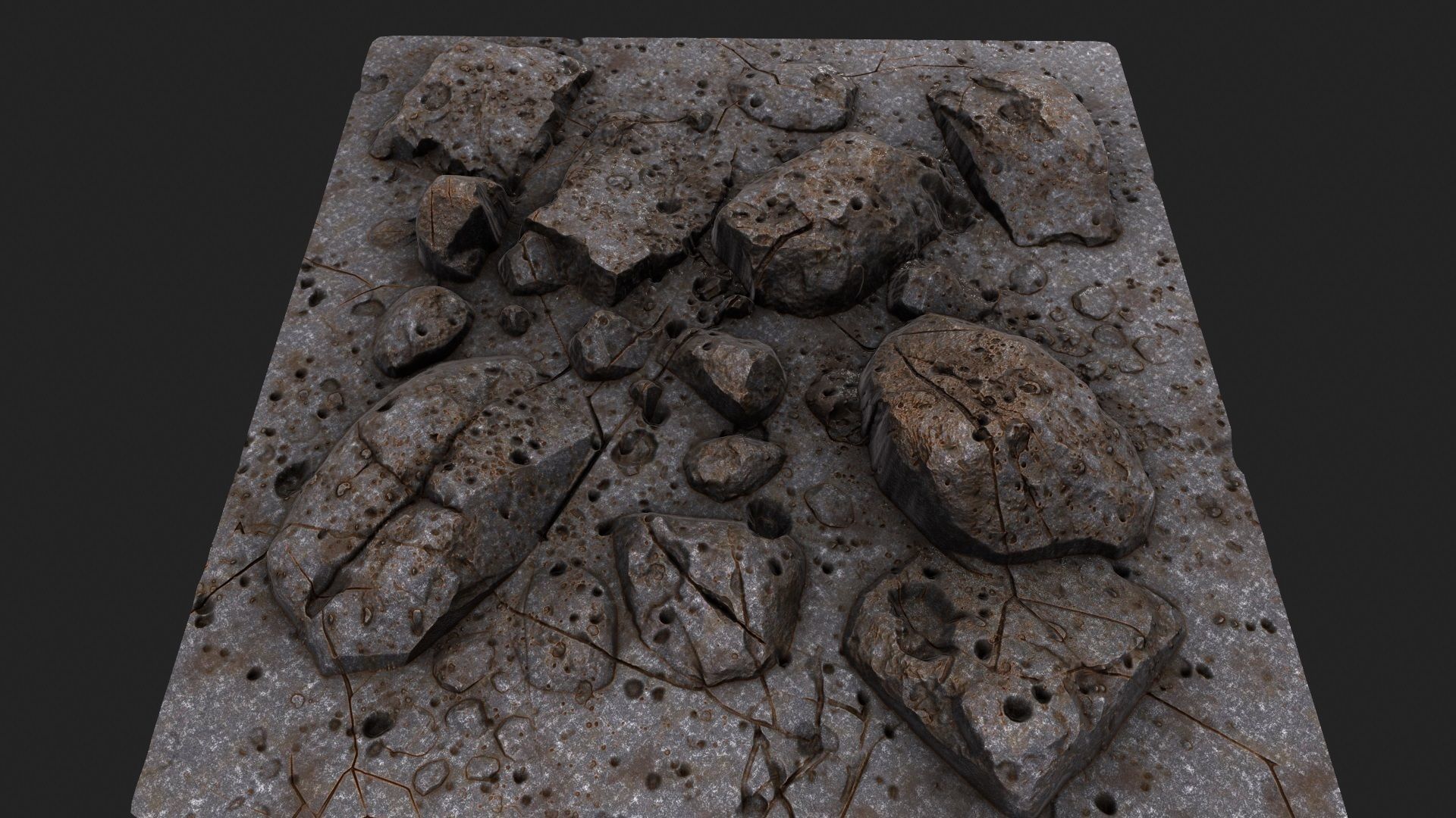 Rocks pile of on table 3D model_9