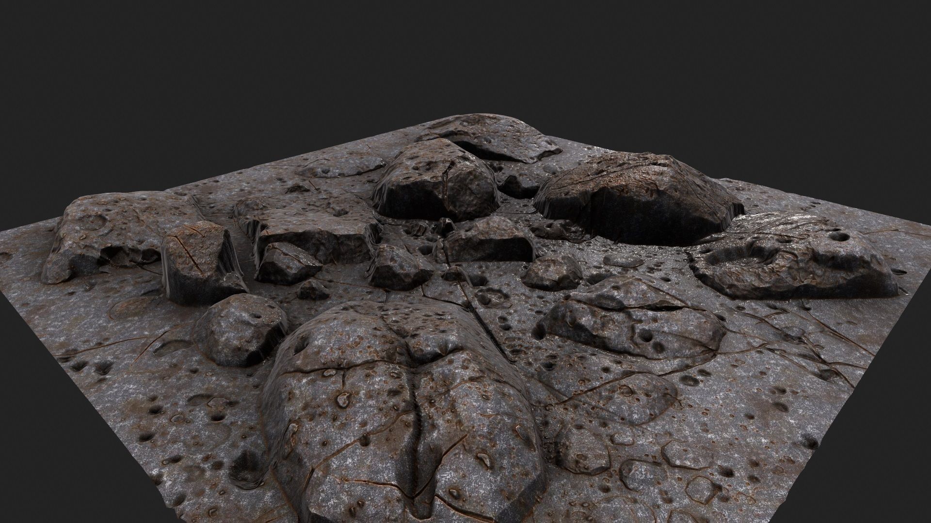 Rocks pile of on table 3D model_1