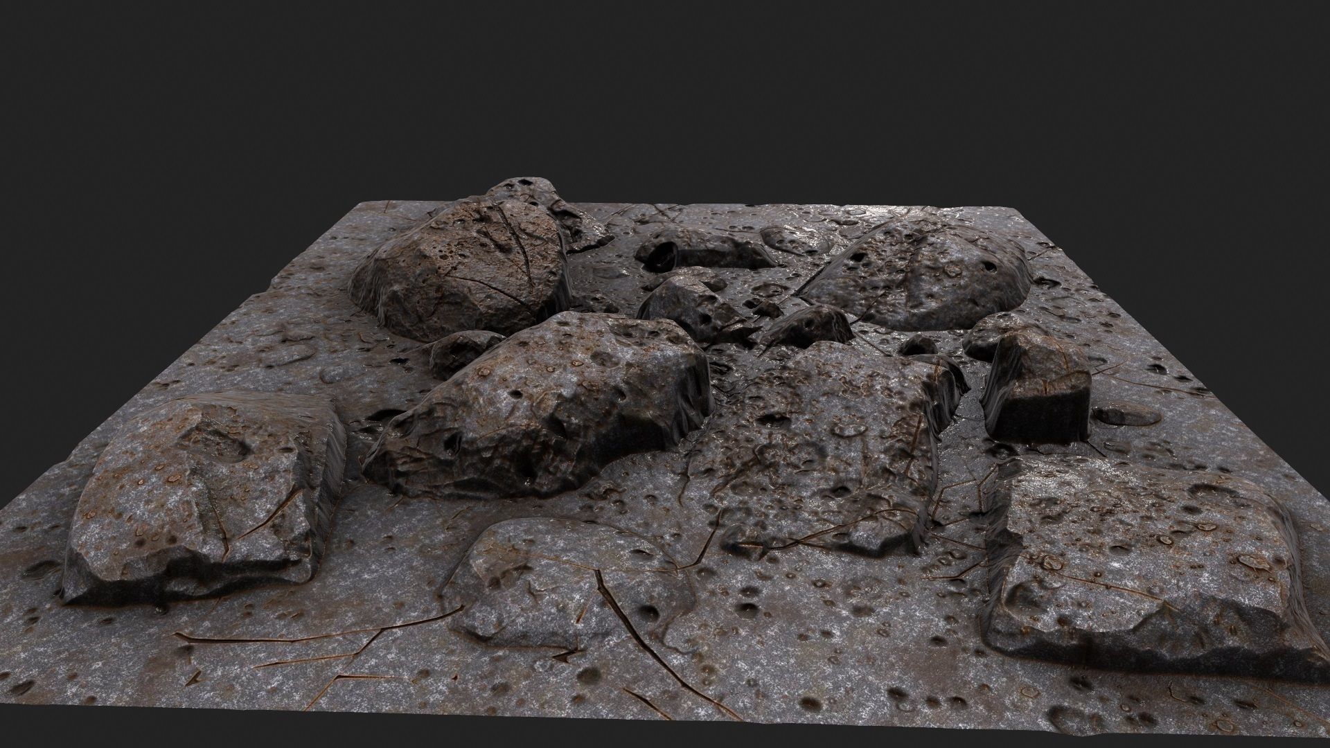 Rocks pile of on table 3D model_3