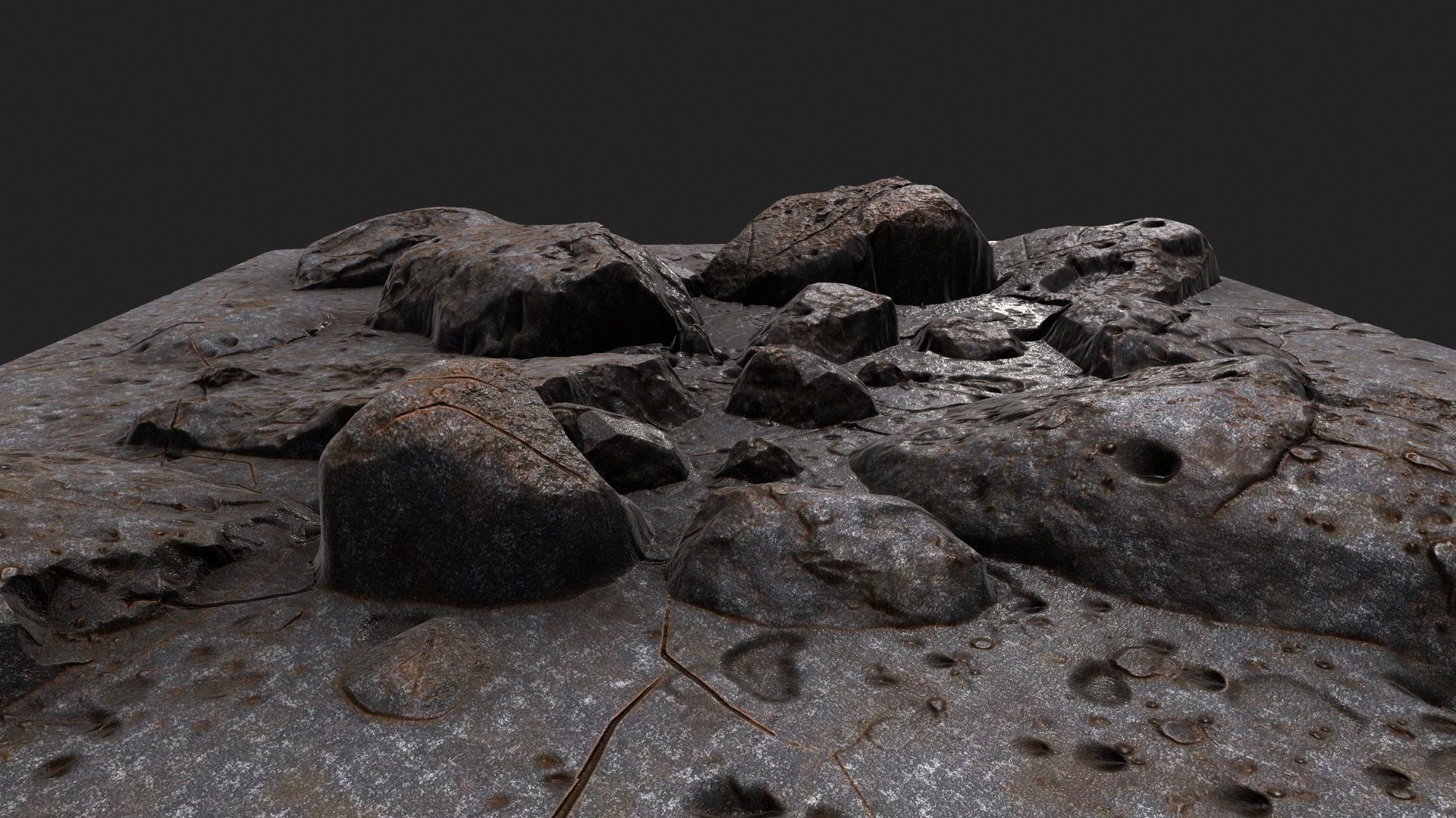 Rocks pile of on table 3D model_10
