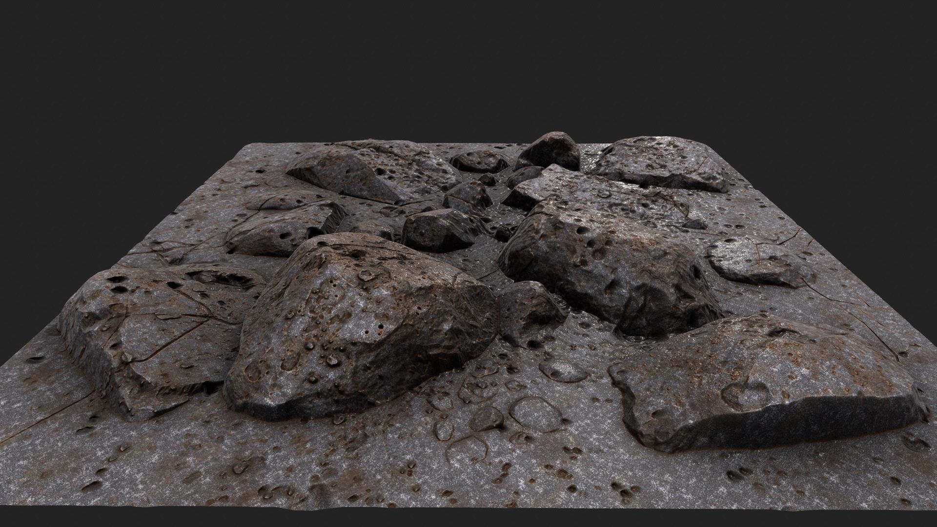 Rocks pile of on table 3D model_6