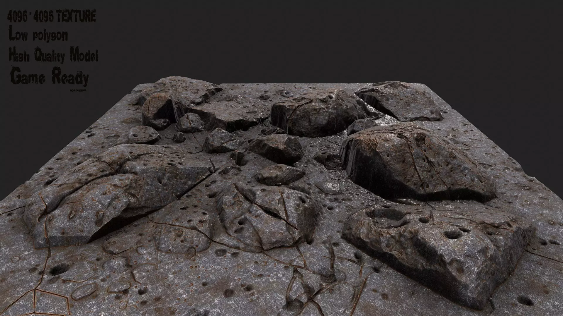Rocks pile of on table 3D model_0