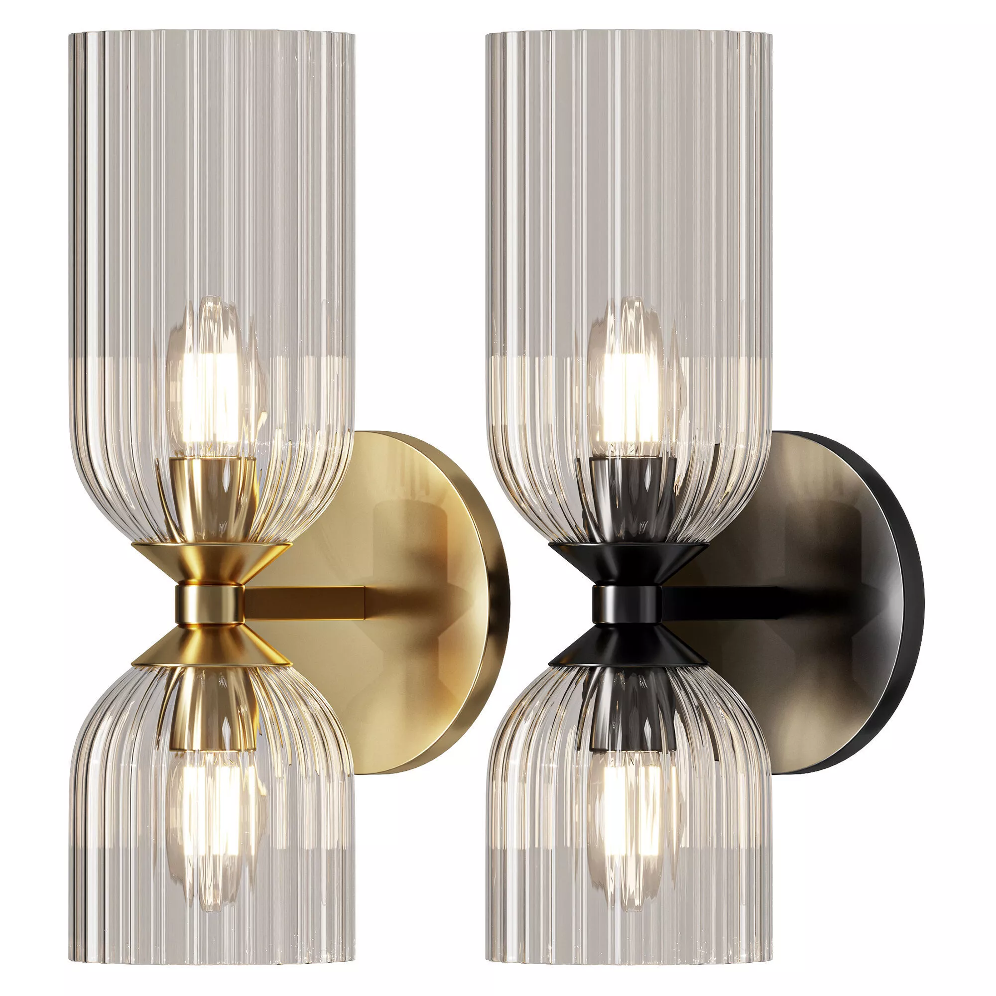 Elle Wall Sconce Brushed Brass and Clear Glass 3D model