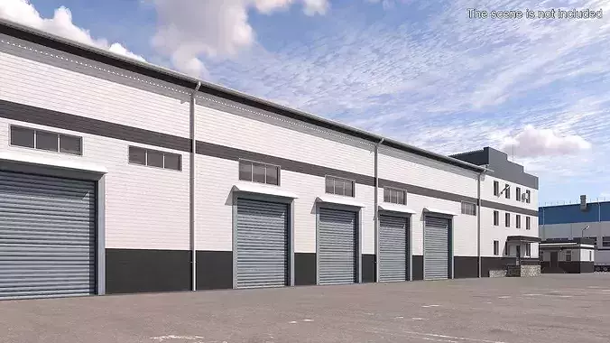 Large Commercial Facility with Cargo Terminal 3D model 3