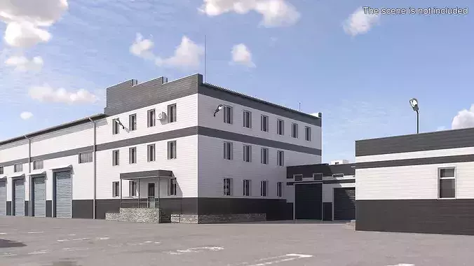 Large Commercial Facility with Cargo Terminal 3D model 2