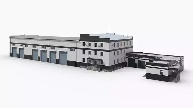 Large Commercial Facility with Cargo Terminal 3D model