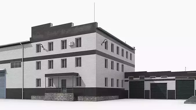 Large Commercial Facility with Cargo Terminal 3D model 7