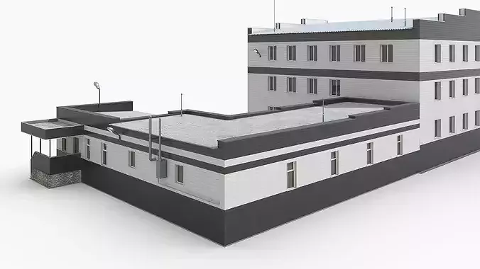 Large Commercial Facility with Cargo Terminal 3D model 6