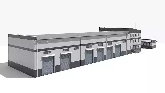Large Commercial Facility with Cargo Terminal 3D model 4