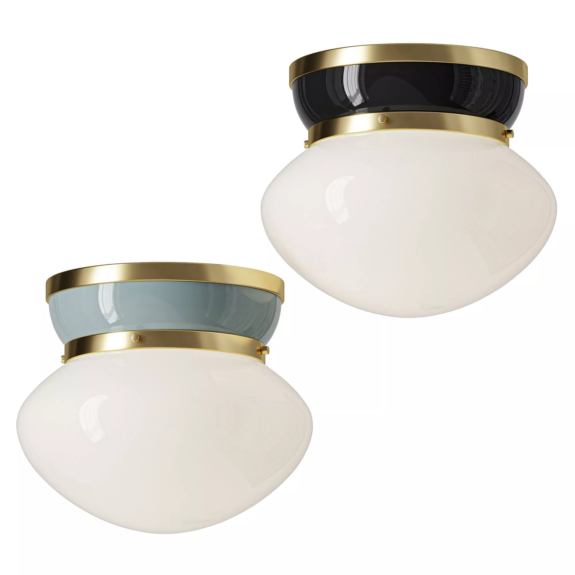 Piper Flush Mount 12 Satin Brass and Aquaverde 3D model