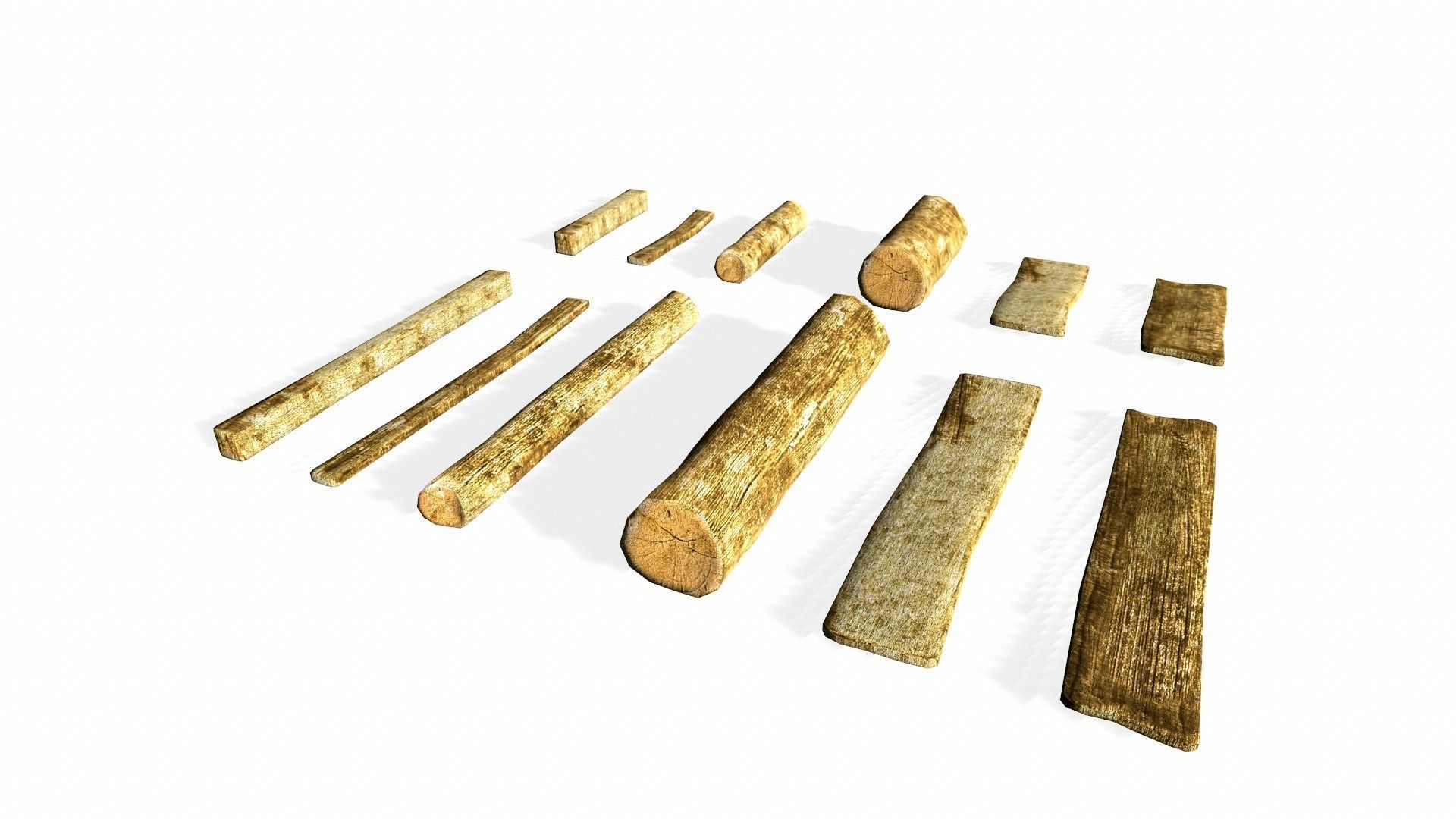 Lumber Kit - Rough-Hewn Texture Low-poly 3D model_6