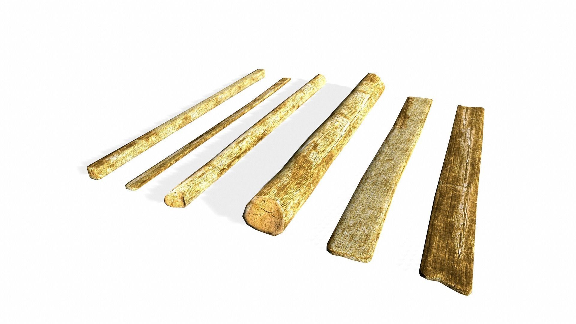 Lumber Kit - Rough-Hewn Texture Low-poly 3D model_4