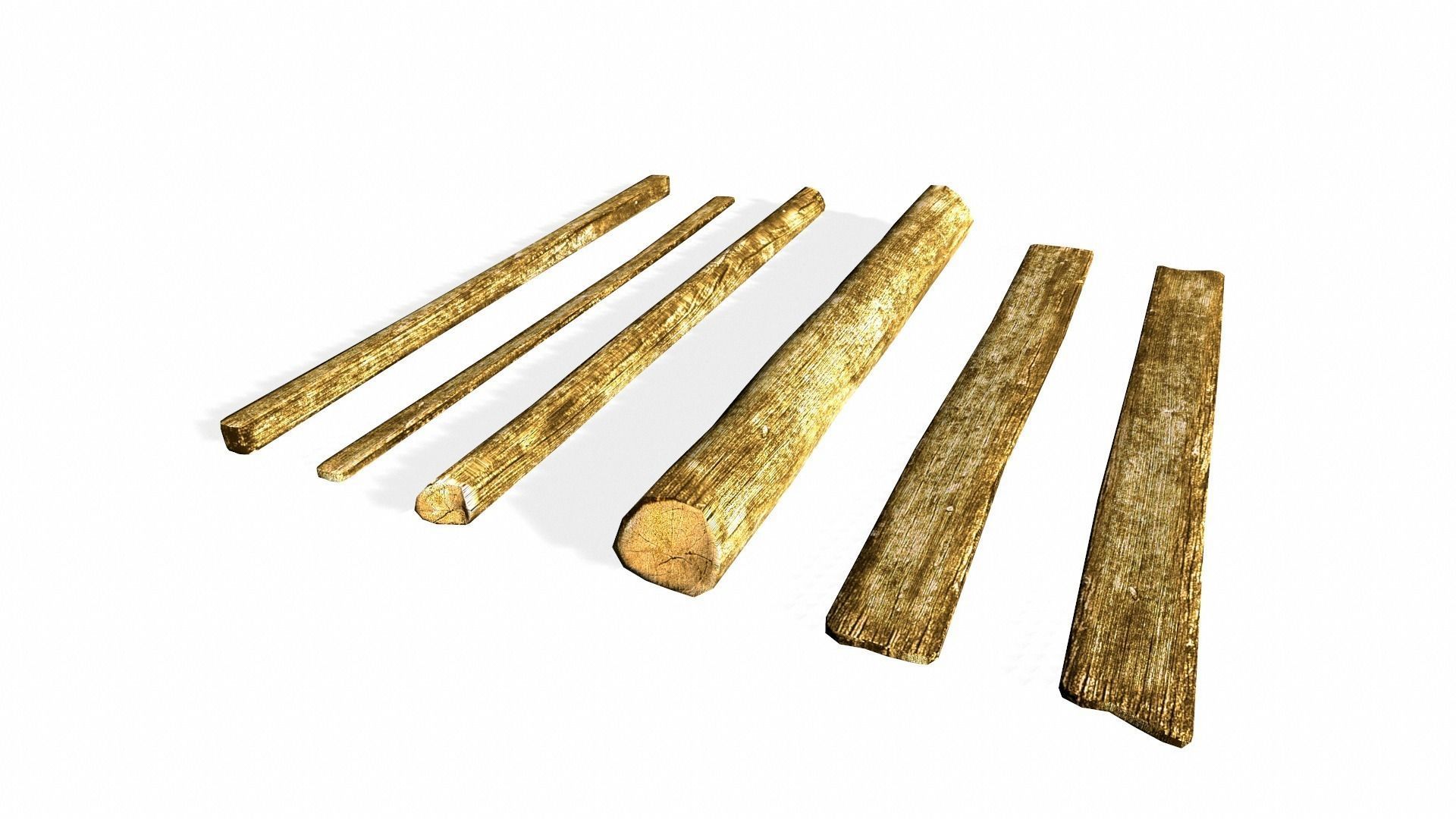 Lumber Kit - Rough-Hewn Texture Low-poly 3D model_3