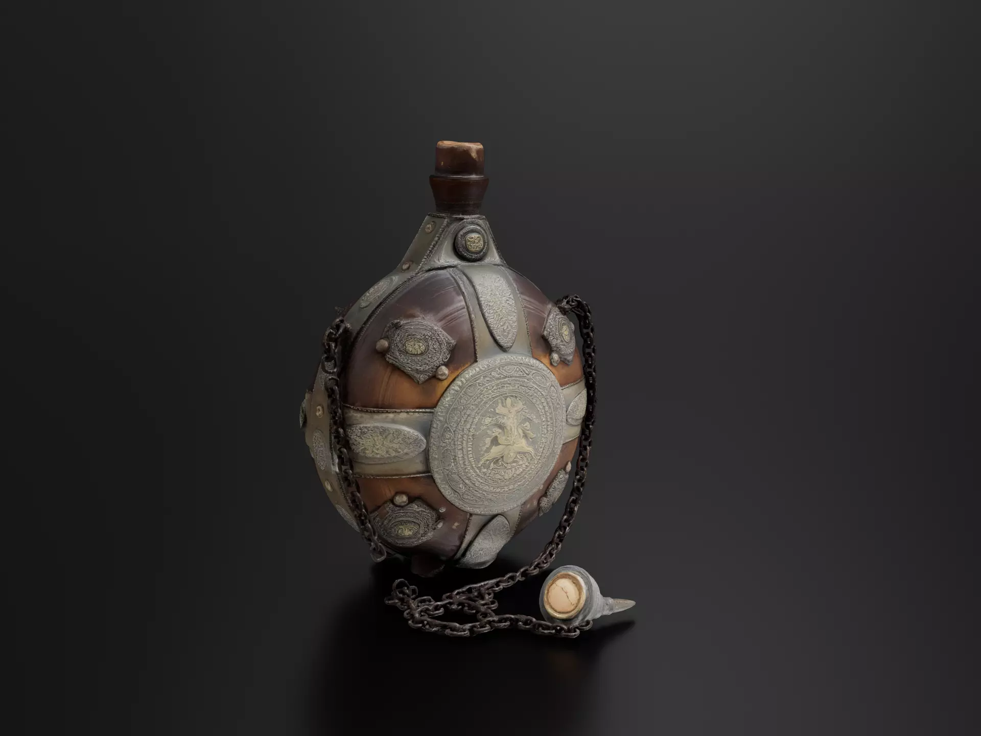 antique wooden gun powder flask 3D print model