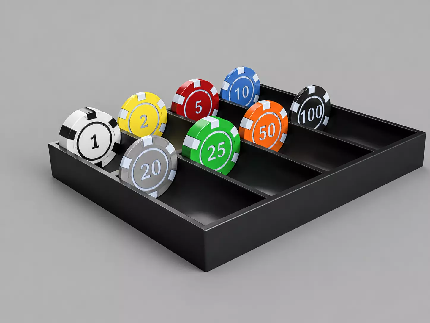 Poker Chip Organizer Tray Casino Chip Storage Rack 3D model