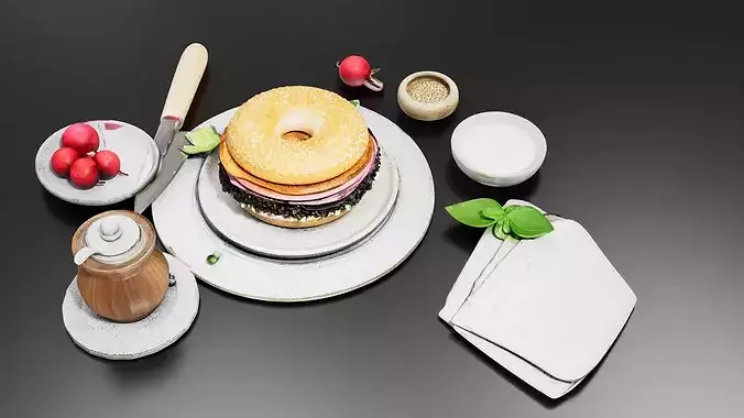bagel Sandwich 05 3D print model 3
