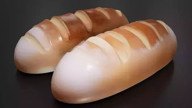 Baguette french bread 01 3D print model 3
