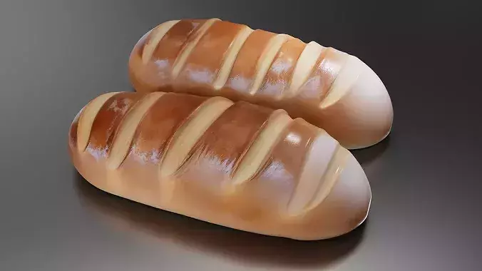 Baguette french bread 01 3D print model 5