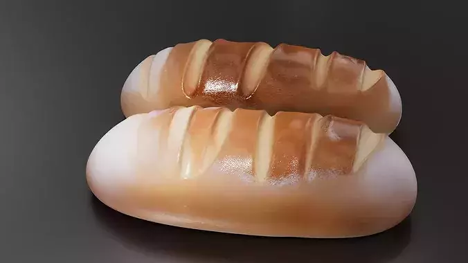Baguette french bread 01 3D print model 4