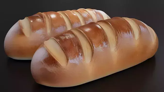 Baguette french bread 01 3D print model 2