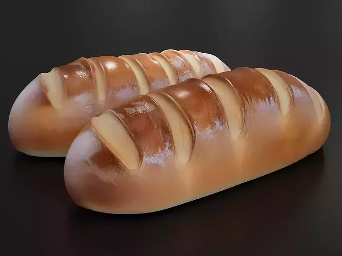 Baguette french bread 01 3D print model