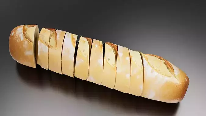 Baguette french bread 04 - 02 3D print model 3