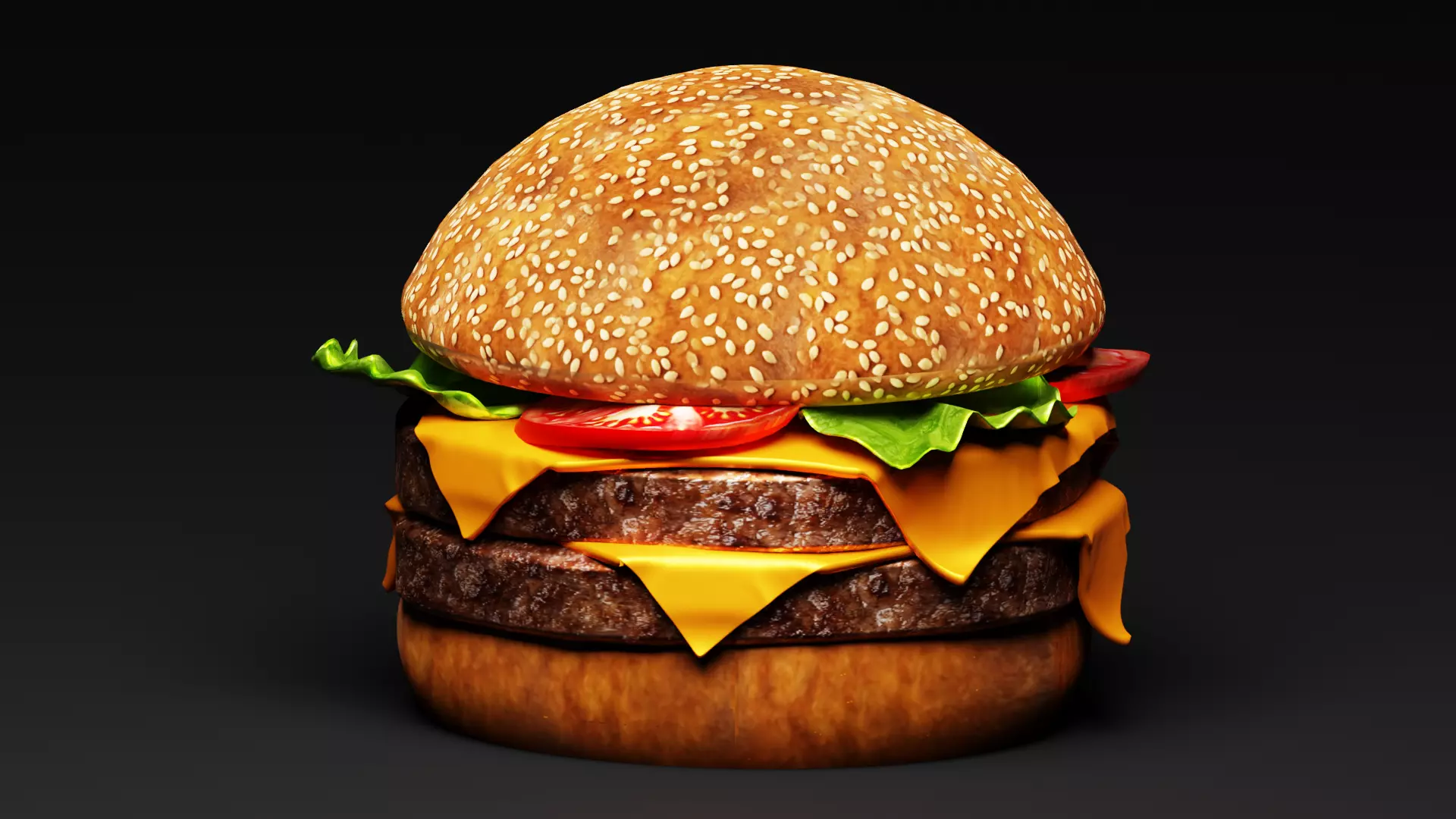 Realistic 3D Double Cheeseburger Low-poly 3D model