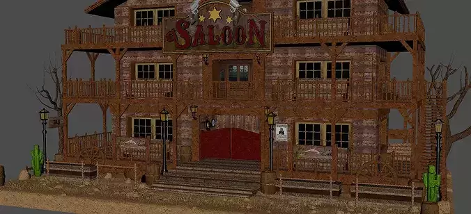Western Saloon v2 3D model 5