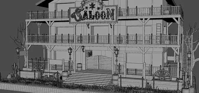 Western Saloon v2 3D model 6