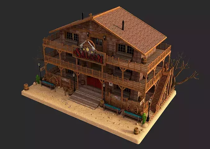 Western Saloon v2 3D model 4