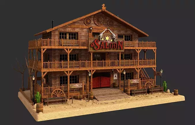 Western Saloon v2 3D model 2