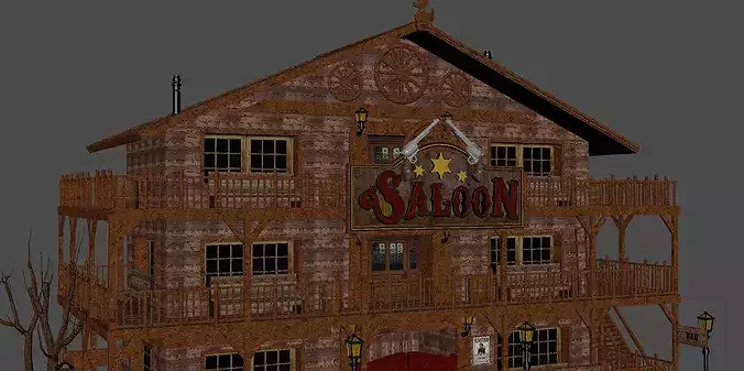 Western Saloon v2 3D model 7