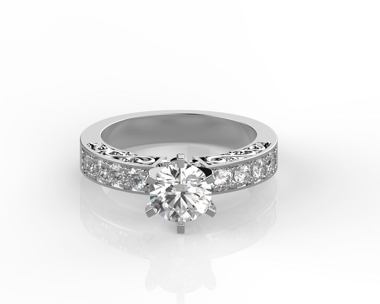 Round cut engagement ring 3D print model_0