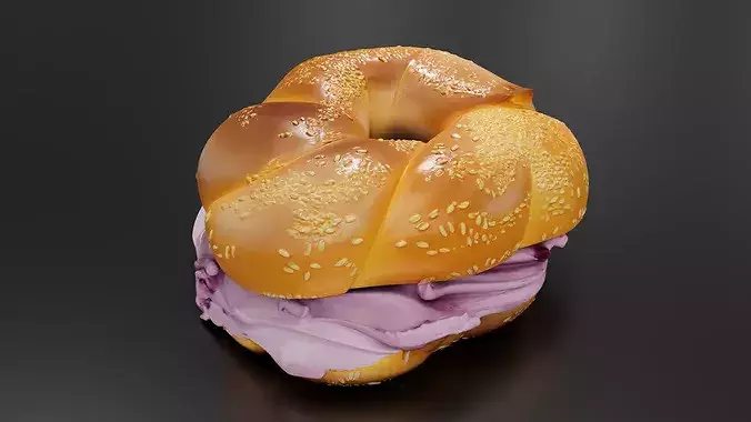 blue berrys pread bagel 3D print model 3