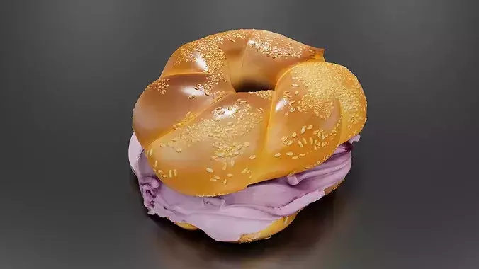 blue berrys pread bagel 3D print model 5