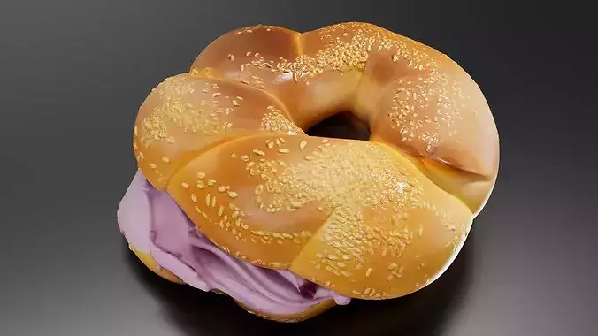 blue berrys pread bagel 3D print model 2