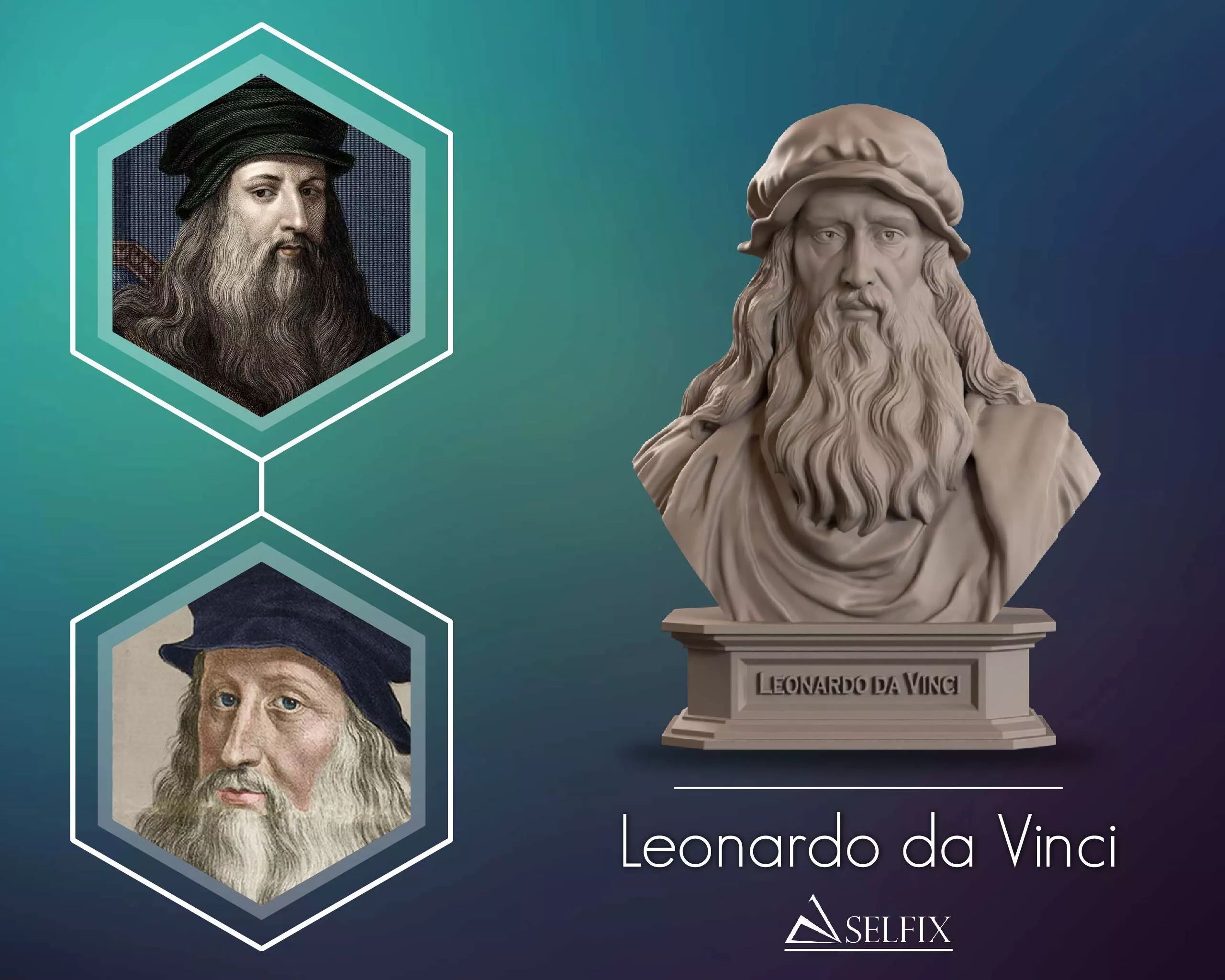 Leonardo da Vinci Bust Sculpture 3D print model