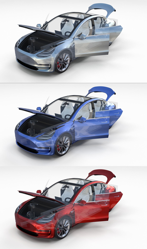 Tesla Model 3 with interior and chassis Pack