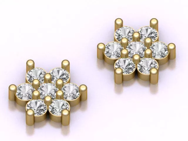 7 Stone Round Diamond Cluster Setting in 14K Yellow Gold Free 3D print model