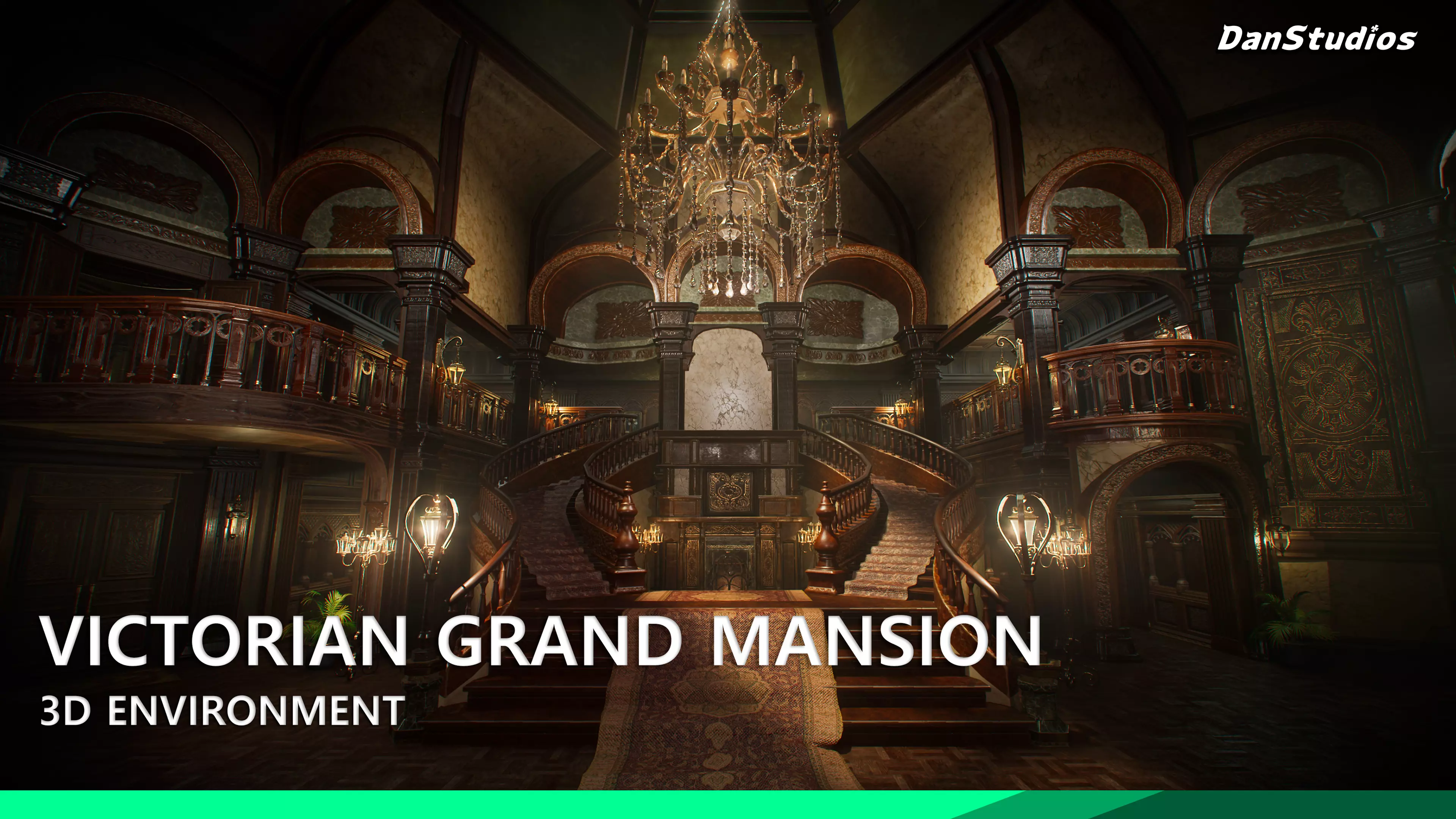 Victorian Grand Mansion Interior Environment Low-poly 3D model