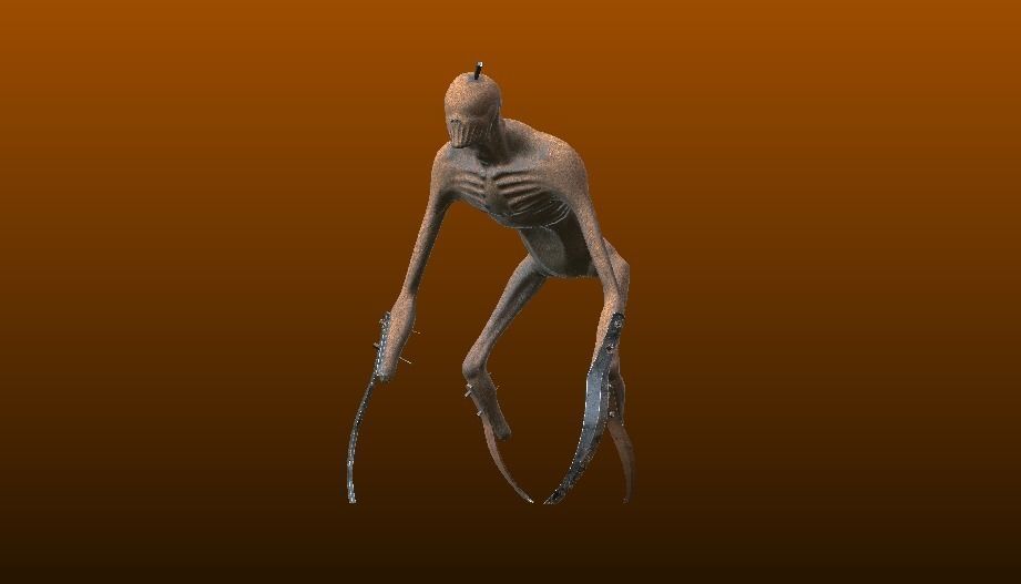 The Stalker humanoid creature with long arms and legs Low-poly 3D model_11