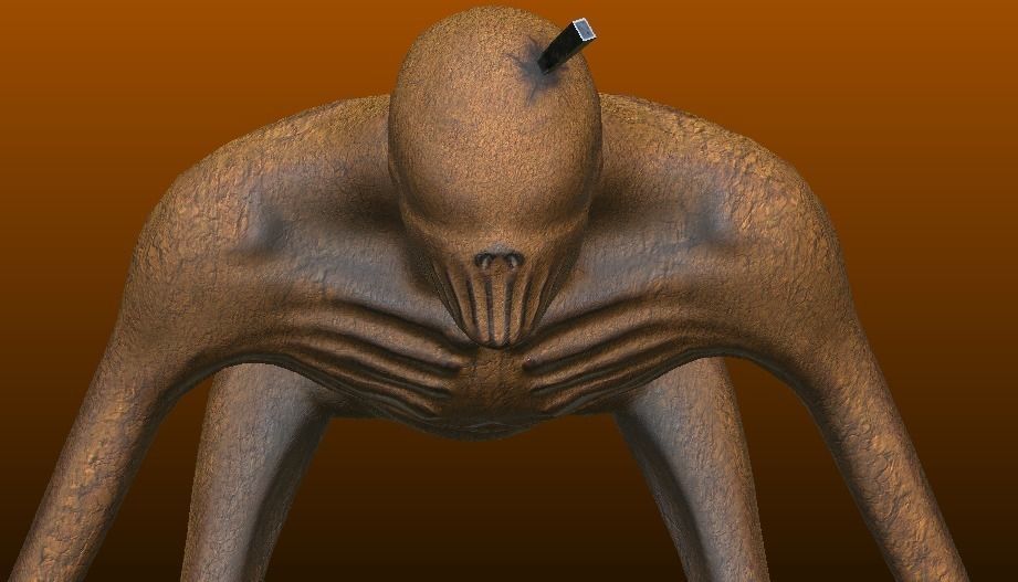 The Stalker humanoid creature with long arms and legs Low-poly 3D model_17