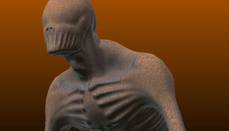 The Stalker humanoid creature with long arms and legs Low-poly 3D model_3