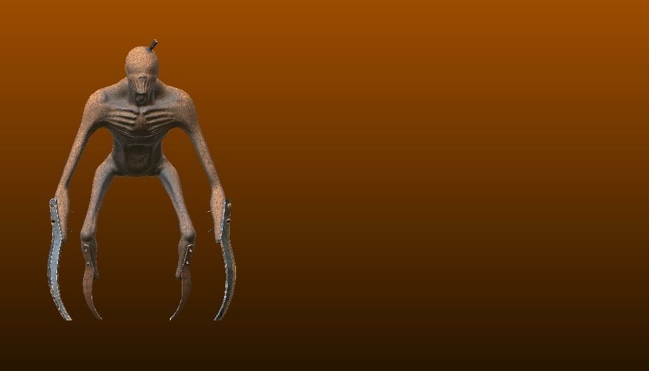 The Stalker humanoid creature with long arms and legs Low-poly 3D model_10