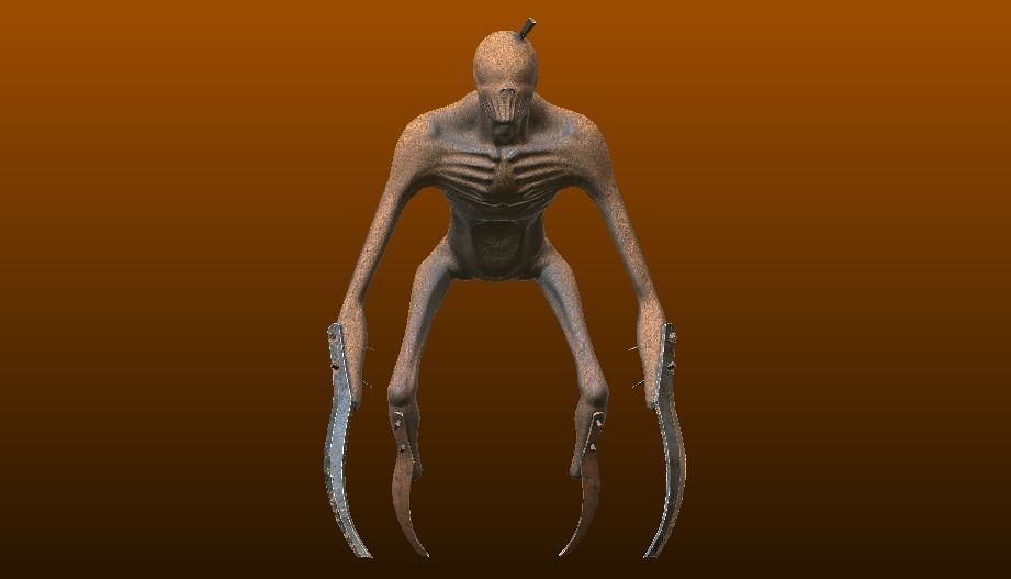 The Stalker humanoid creature with long arms and legs Low-poly 3D model_6