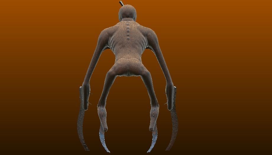 The Stalker humanoid creature with long arms and legs Low-poly 3D model_15