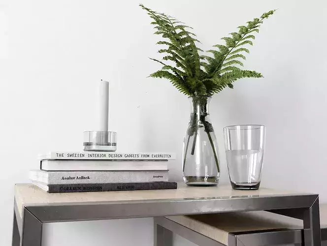Scandinavian Nesting Side Tables with Decor 3D model 6