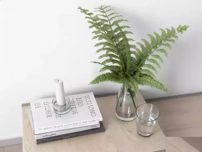 Scandinavian Nesting Side Tables with Decor 3D model 7